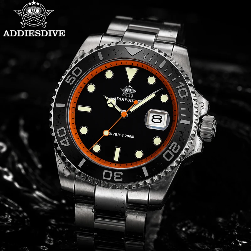 ADDIESDIVE Watch For Men 41mm Luxury Diver Quartz Watch Waterproof 200m Diving Sport Stainless Steel Luminous Men's Watches New