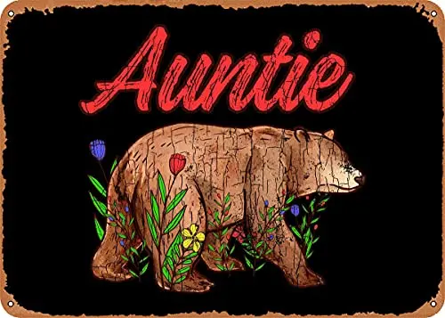 Auntie Bear Apparel Aunt F Vintage Look Metal Sign Patent Art Prints Retro Gift 8x12 Inch