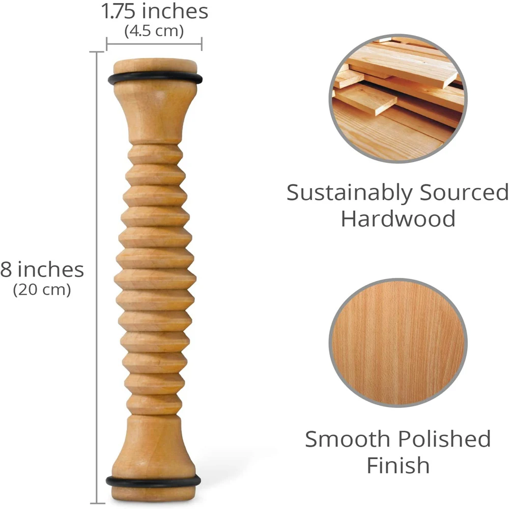 Wooden Foot Roller, Foot Massager for Plantar Fasciitis, Stress Relief, Relaxation Wood Massge