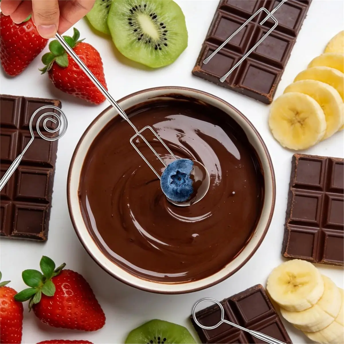 New Arrival 4pcs Stainless Steel Chocolate Dipping Tools Set for Candy Making, Truffles, Cake Decorating