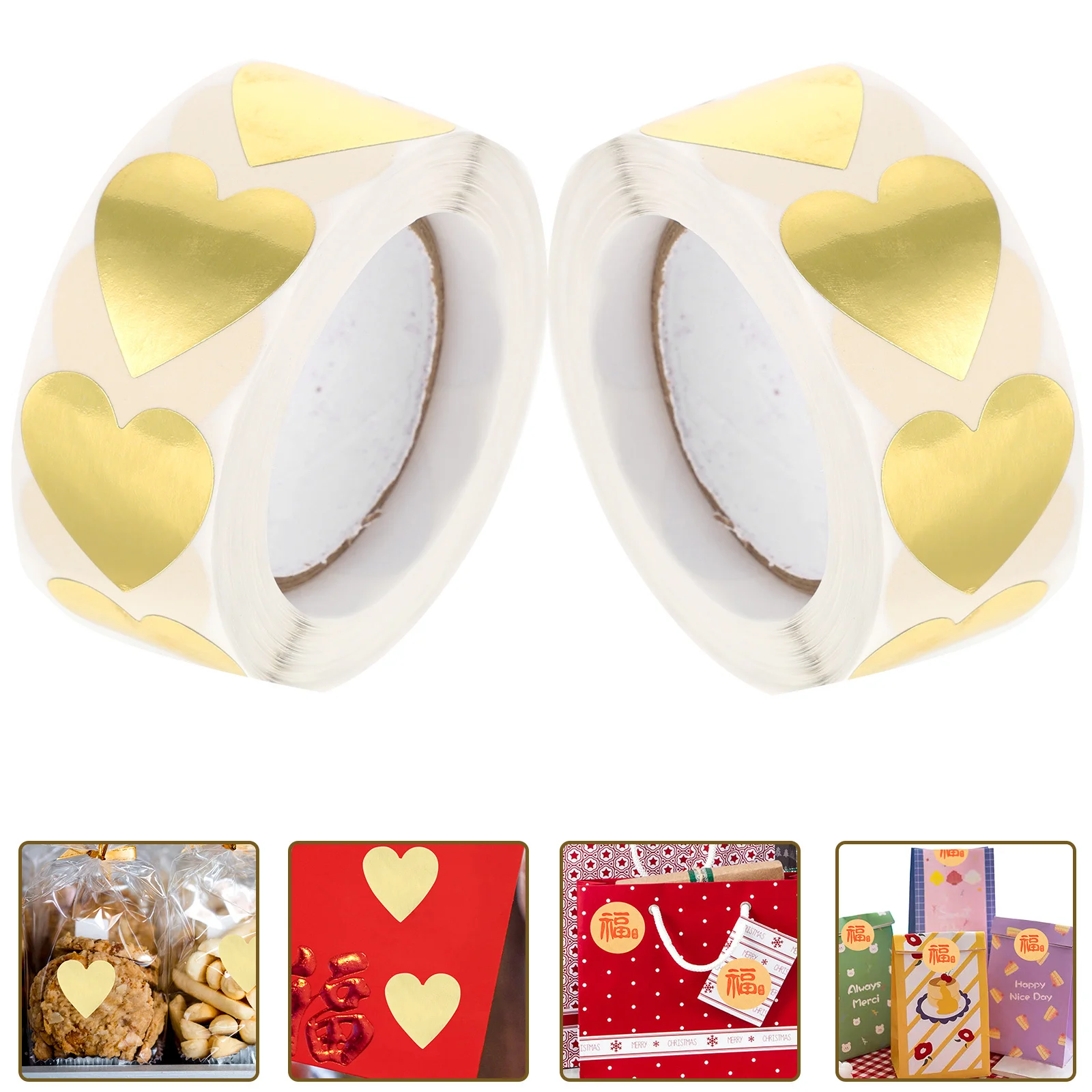 

2 Rolls Heart Seal Stickers Creative Round Design for Scrapbooking Baking Business Labeling Multi Function Decorative Roll