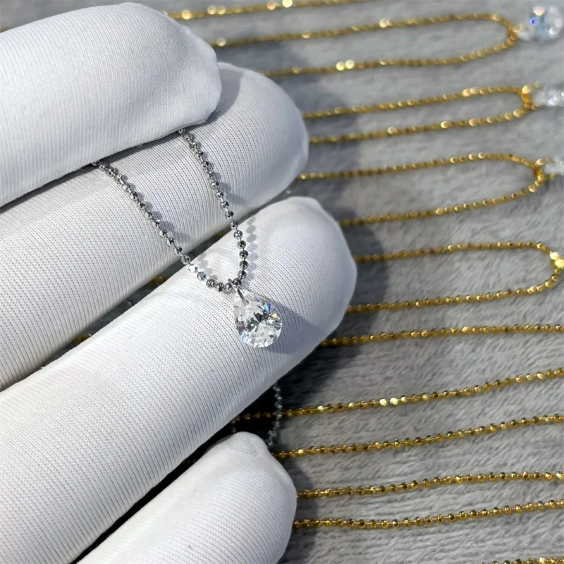 Mix and match Wind Overlay Basic Simulation Diamond Necklace S925 Silver drop cut perforated pendant