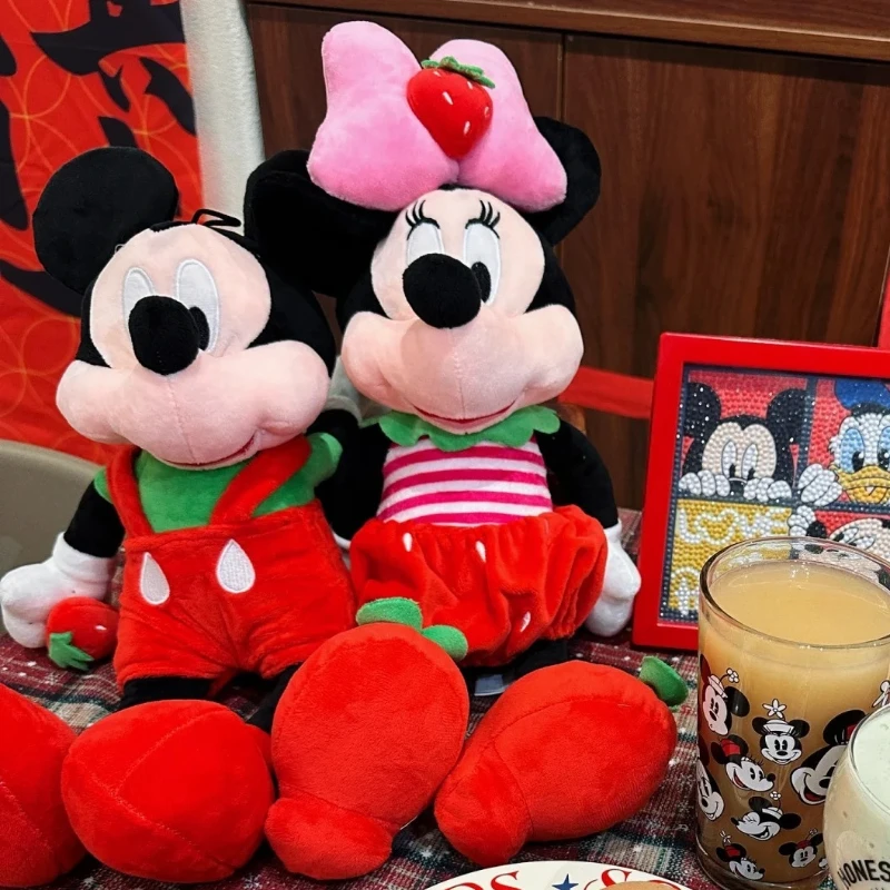 

Disney Movie Peripherals Cartoon Cute Plush Toy Strawberry Minnie Mouse Pillow Doll Ragdoll Couple Creative Birthday Gift