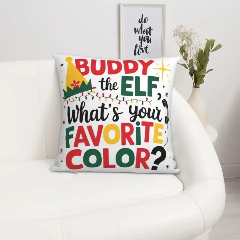 1pc Buddy Elf Double-Sided 18.0x18.0inch Pillow Cover - Soft Polyester, Zip Closure, Machine Washable - Perfect for Living Room, Office Decor (Pillow Not Included)