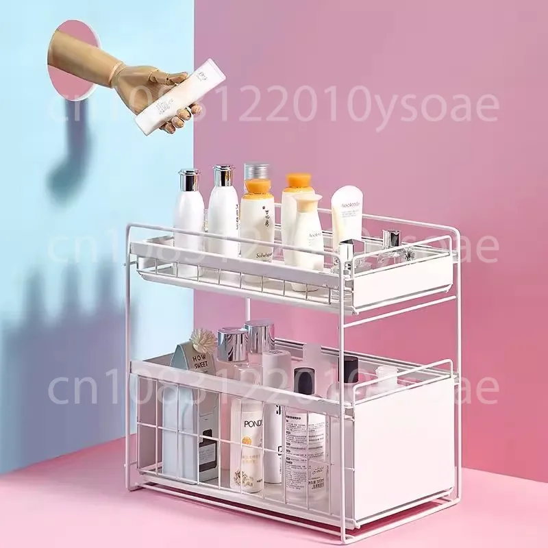 No Need To Install Kitchen Sink Shelves, Cabinets, Double-layer Pull-out Storage Racks, Layered Storage Shelves, Save Space