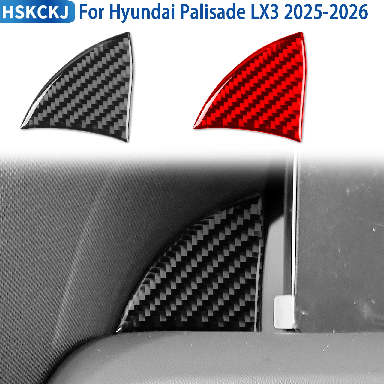 For Hyundai Palisade LX3 2025-2026 Carbon Fiber Driver's Side Left Triangular Panel Car Interior Accessory Decorative Sticker