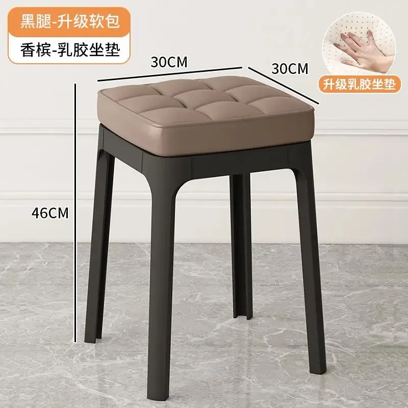 04124 Stools for home use, stackable small square stools, extra thick dining stools, living room benches, plastic soft stools