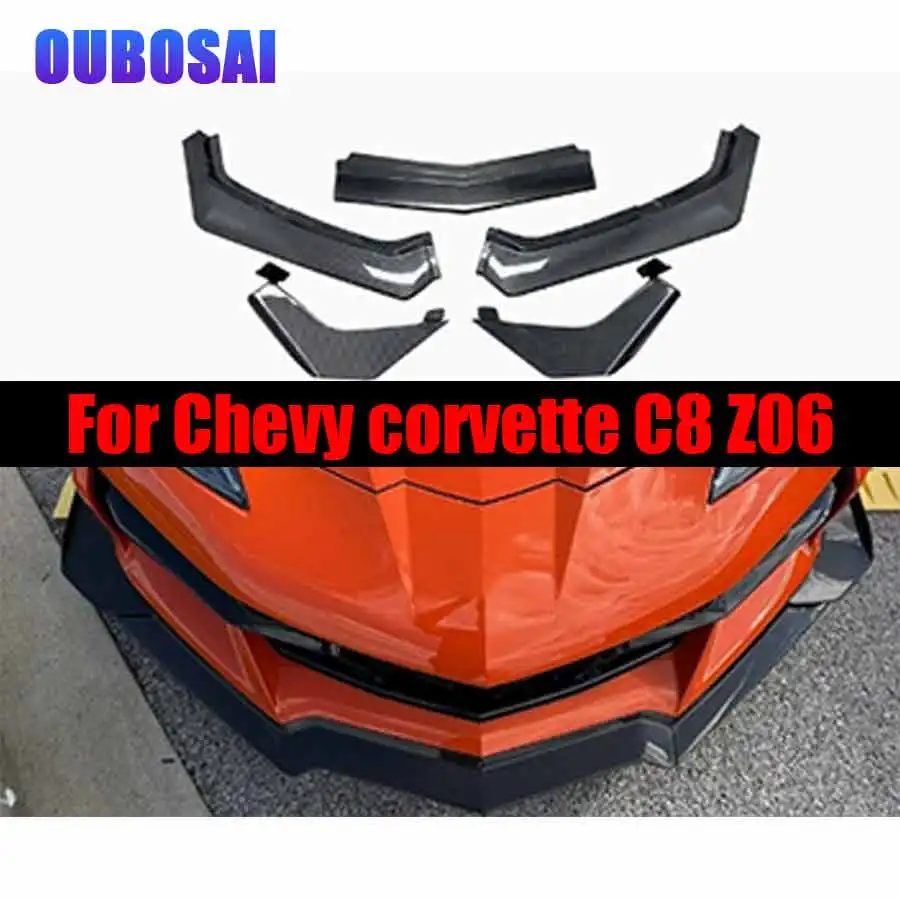 For Chevy corvette C8 Z06 2020+ Carbon Fiber Front lip Car Diffuser Car Body Kit