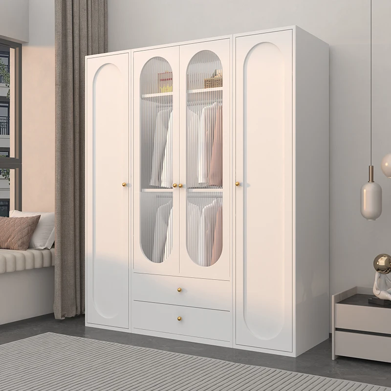 

Steel Storage Cabinets Wardrobes Glass Doors Stackable Teen Storage Bedroom Closet Open Clothes Girls Guarda Roupas Furniture