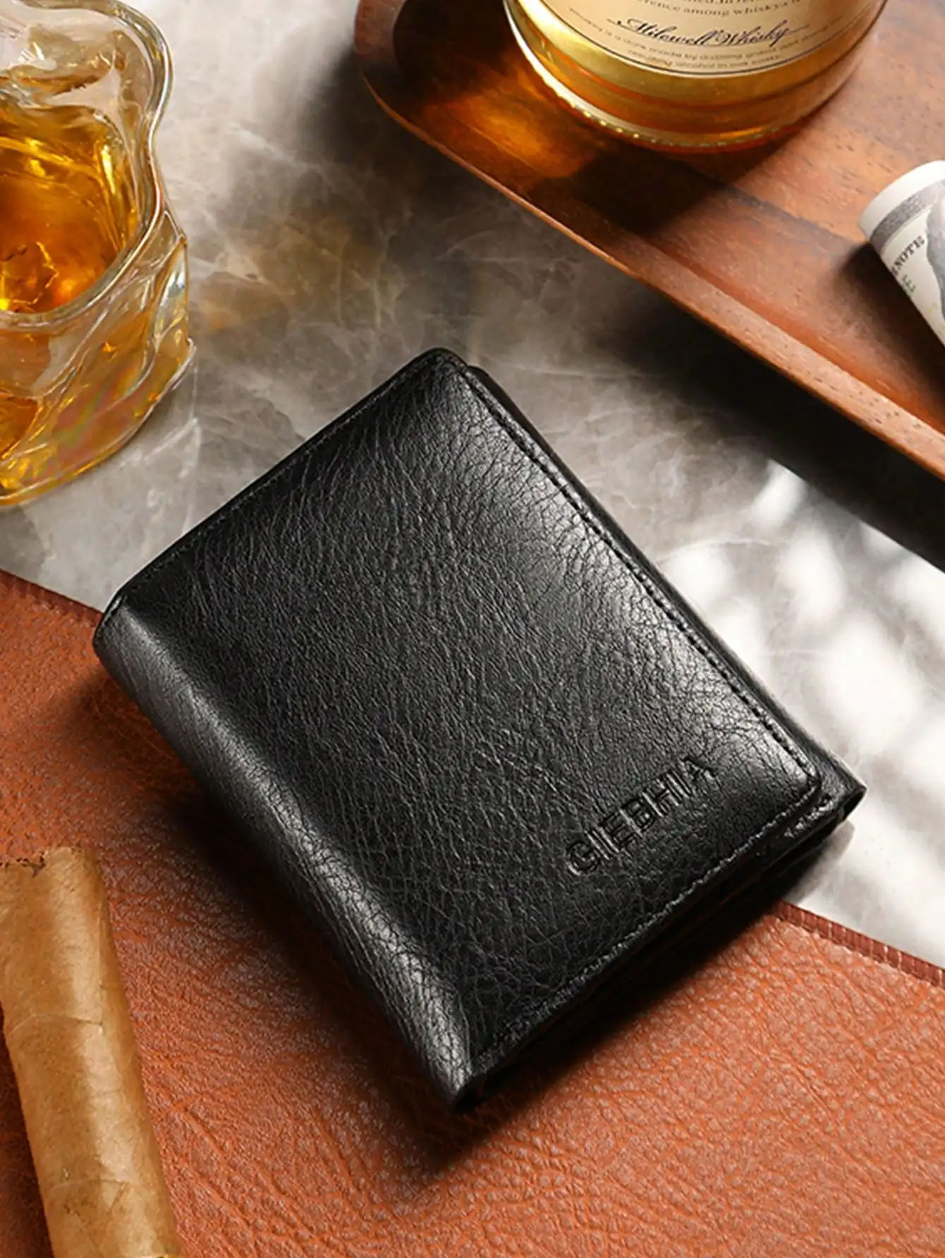 New Men's Short Wallet RFID Anti-Theft Multiple Card Slots Large Capacity Trifold Vintage Gentleman's Business Credit Card Holder, Stylish High-End Men's Short Wallet Formal/Business Formal Valentine's Day Ideas