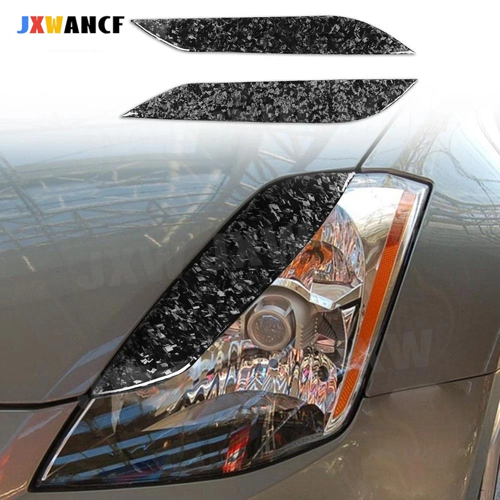 

JXWANCF 2PCS/Set Front Lamp Eyebrow Headlight Covers Carbon Fiber for nissan 350z 2006-2009 Front Bumper