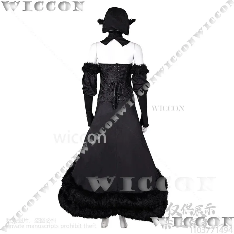 Marcille Schwarzes Stoffkleid Lolita Anime Dungeon Meshi Cosplay Perücke Roleplay Halloween Comic Con Party Anzug Mädchen Frau Anpassen