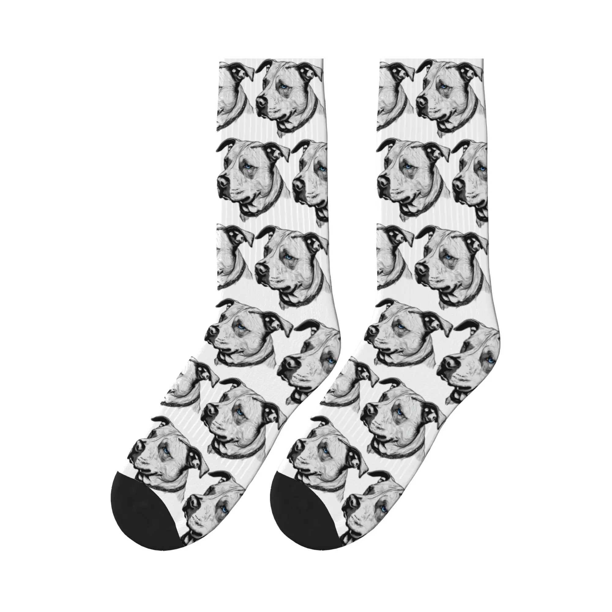 

Minimalist Line Pitbull with Blue Eyes Sports Socks High Quality Stockings All Season Long Socks for Man's Woman's Gifts