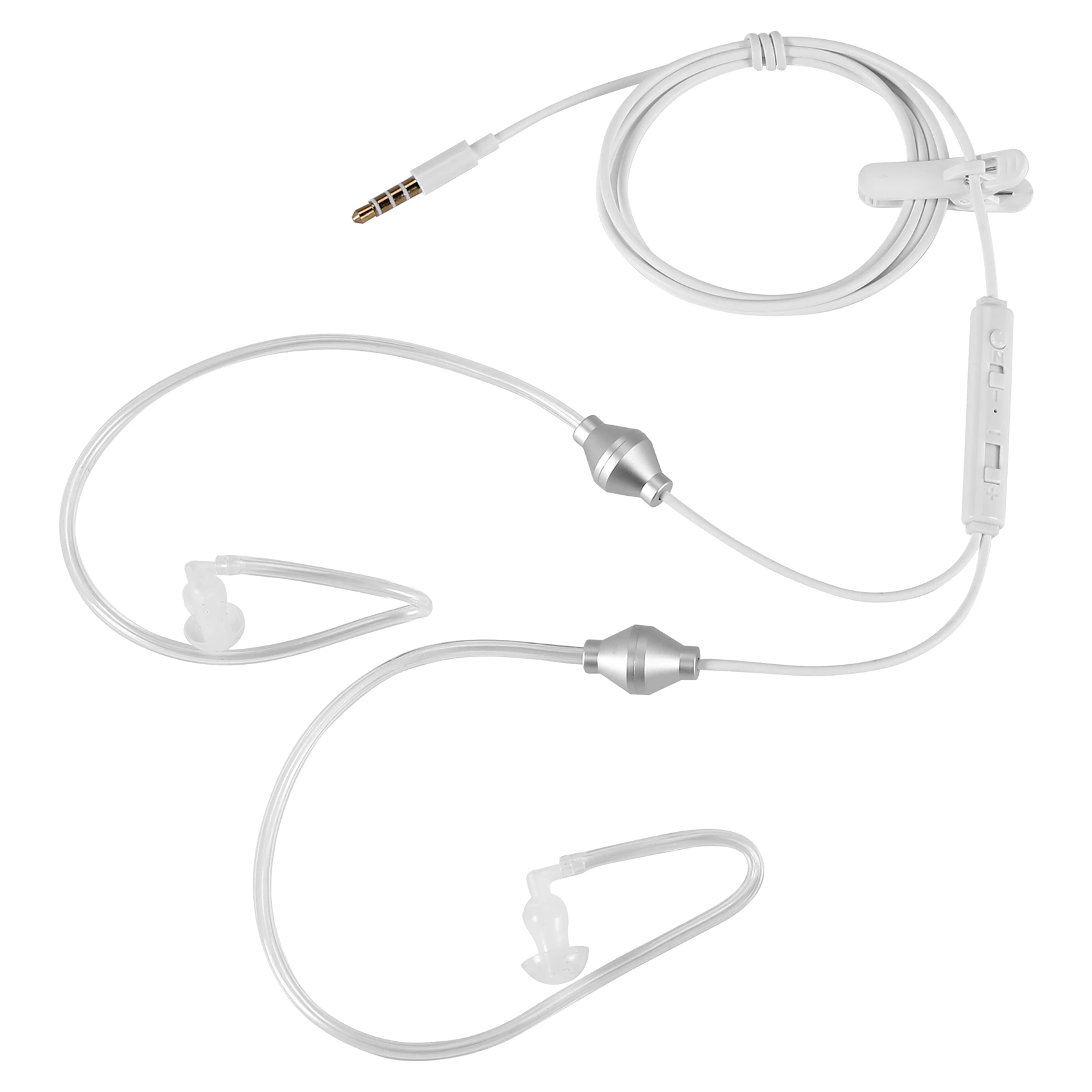 3.5mm Stereo Air Tube Wired Earphone Anti-radiation Binaural Headsets Noise Isolating Earbuds micr for Mobilephone