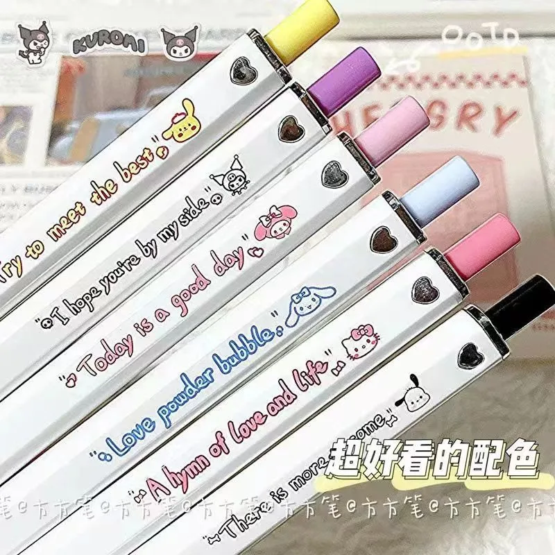 New Sanrio Hello Kitty Anime 0.5mm Gel Pens Girls Stationery Pen Bulk Press Pen Kawaii Pink Student Supplies Kids Toy Best Gifts