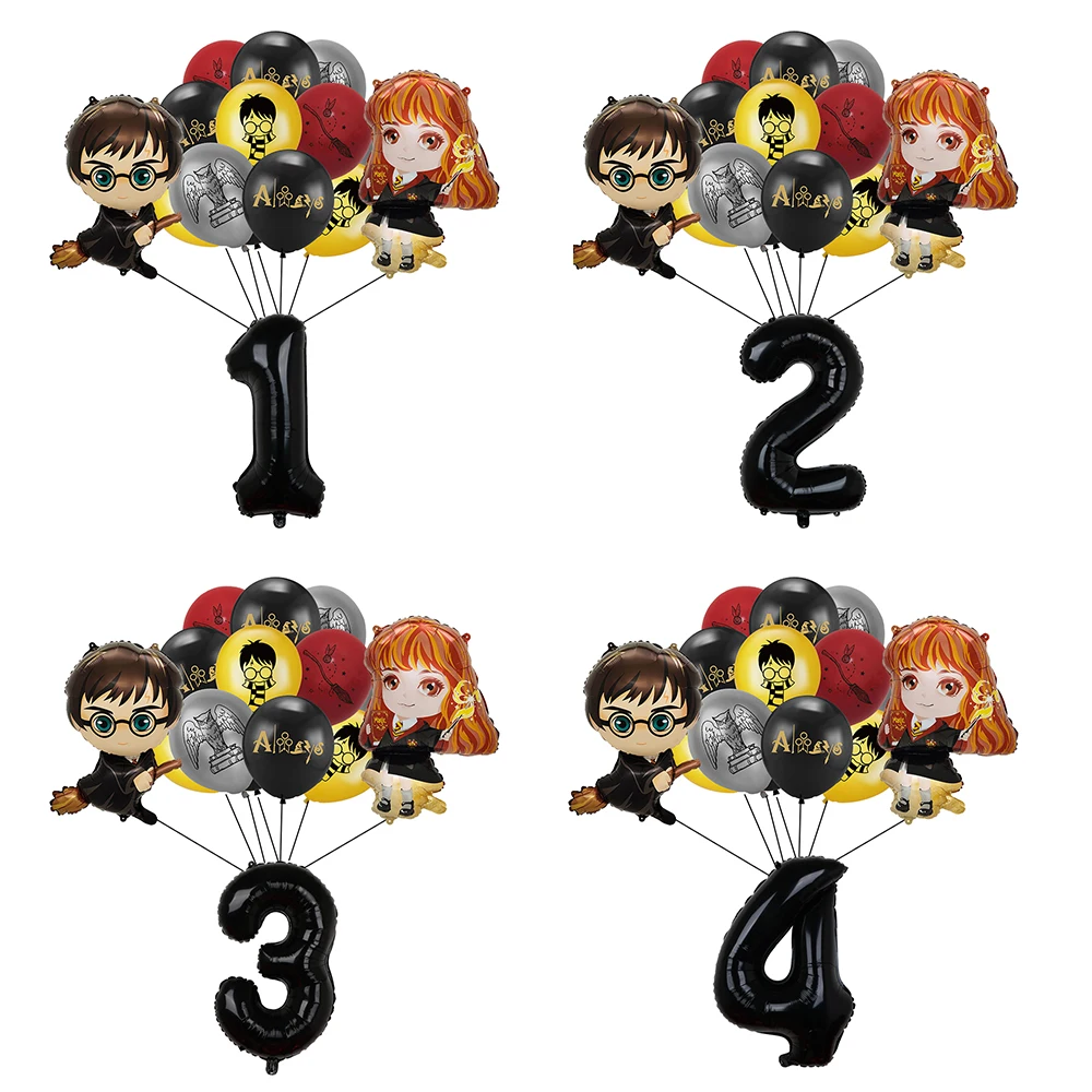 15pcs Harry Potter Balloon Set Magic Academy Themed Children's Birthday Party Decoration Supply Halloween Christmas Toy Gifts