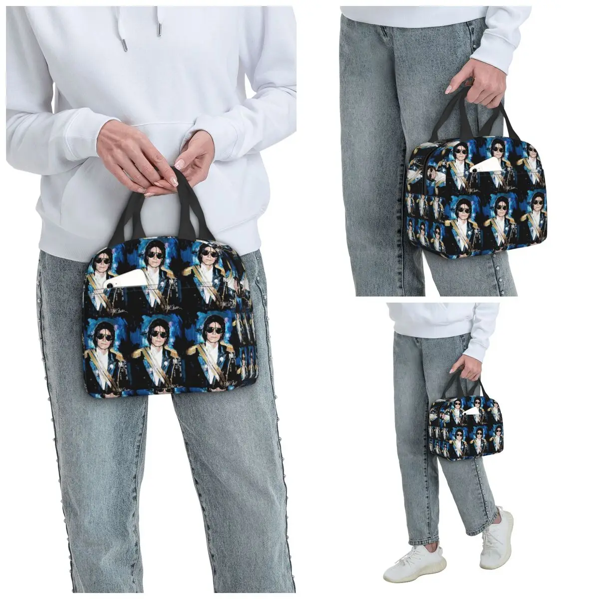 Michael 1984 Grammys Jackson Pop Art Portrait Insulated Lunch Bag for Kids School Cooler Thermal Food Box Tote Lunch Boxes