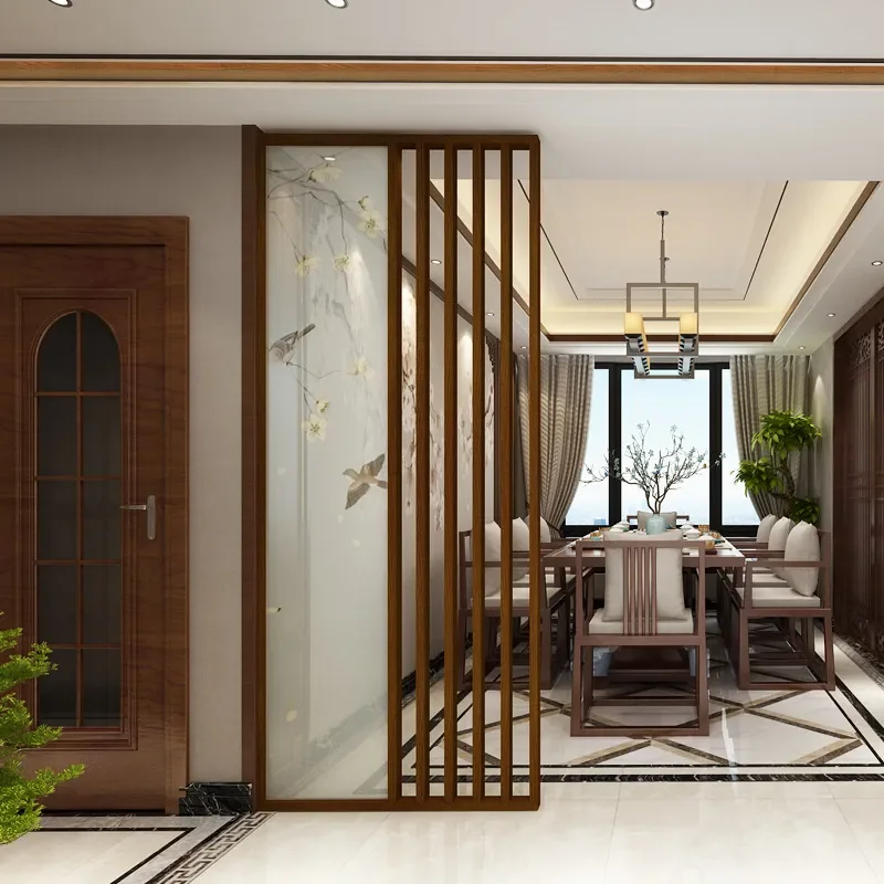 Modern Solid Wood Room Divider New Chinese Nordic Style Entrance Partition Light Luxury Decor for Living Room Bedroom