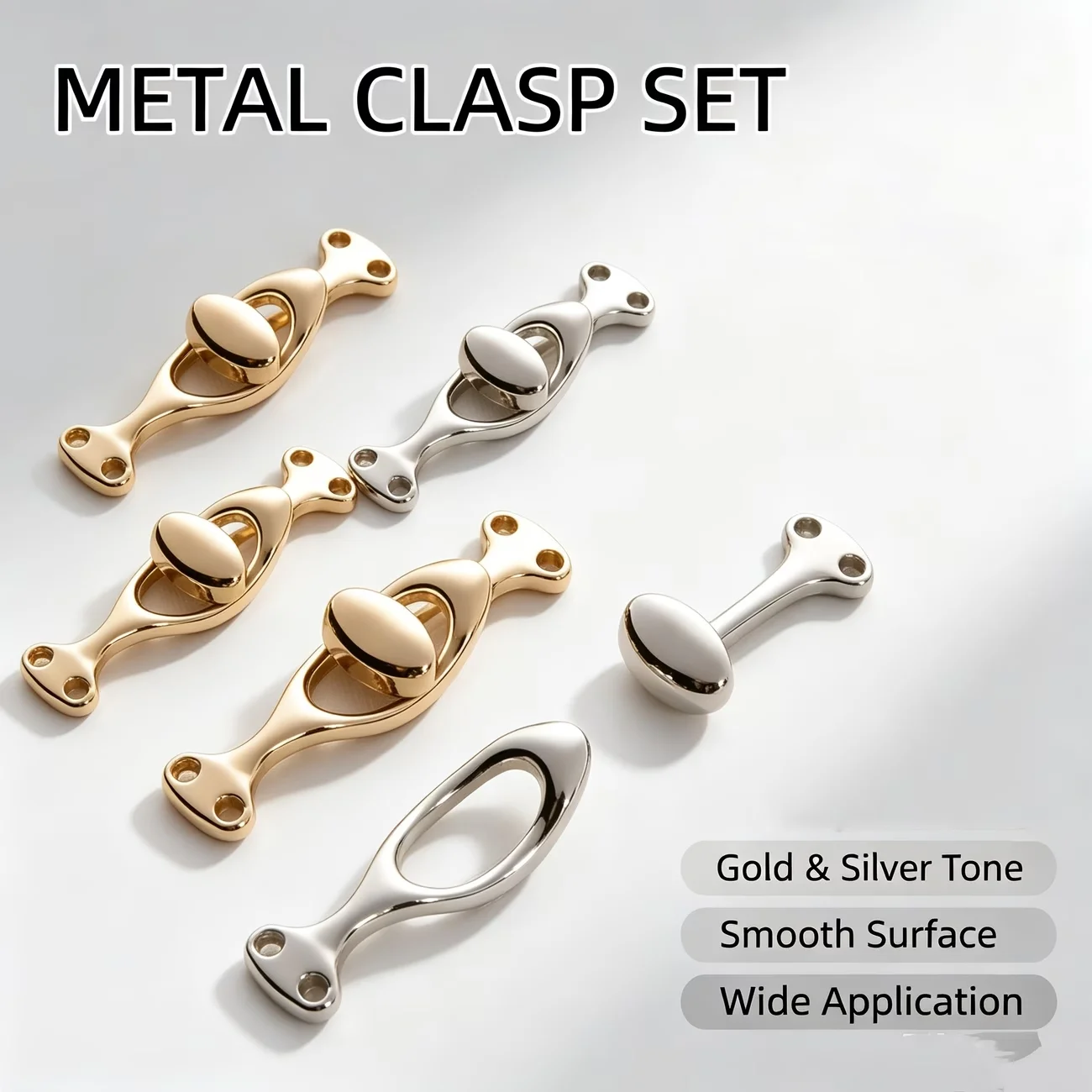 3‑PCS Fashion Alloy Buckle Buttons, Metal Sew‑on Decorative Fasteners for Suits, Mandarin‑Collar Tops, Cheongsams, Jeans