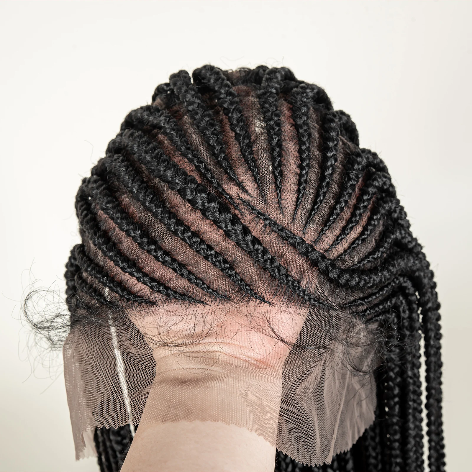 Cornrow Synthetic Braiding Hair Wig With Baby Hair Box Plucked Braids 36in Full Lace Fits Black Women Cornrow Fully Braided Wig