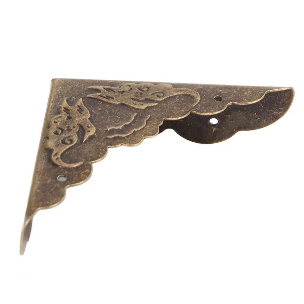 40pcs Bronze Box Corner Protectors Right Angle With Mounting Nails Edge Guard Protector Iron Corner Protector Wooden Chest