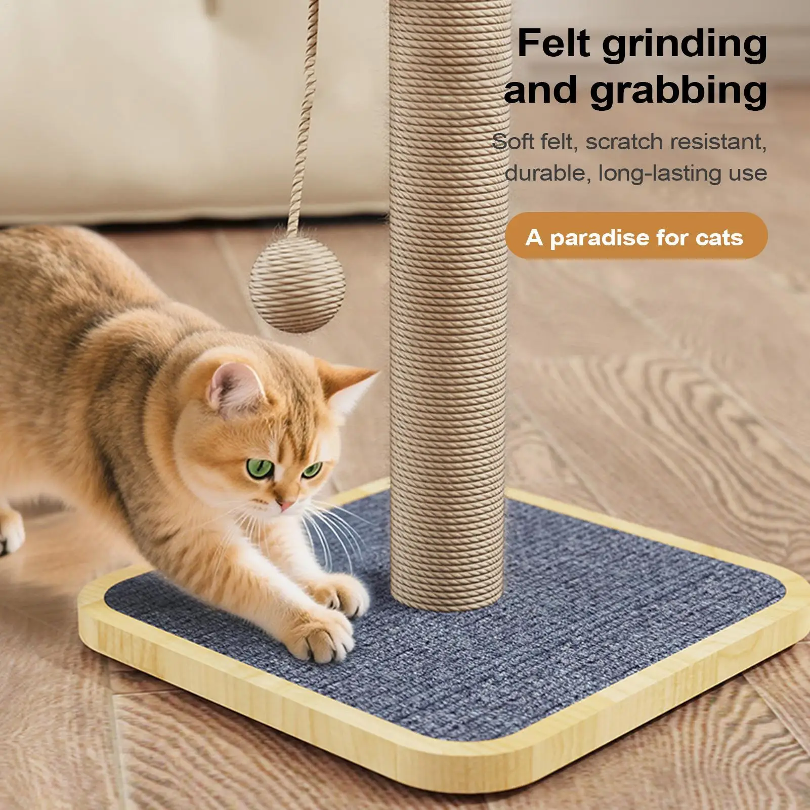 Cat Scratching Post Tall Scratching Post Cat Scratcher Tower Furniture Protector With Ball For Kitten Climbing Training