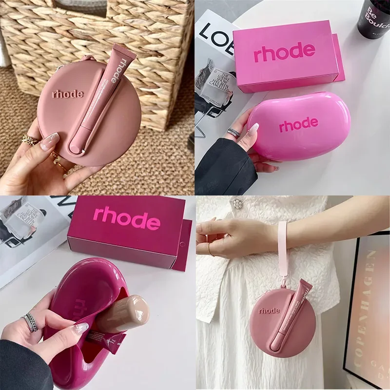 Portable Silicone Waterproof  Women's Makeup Bag with Box Convenient For Going Out Cute And Compact Round Bag with Lip Glosses