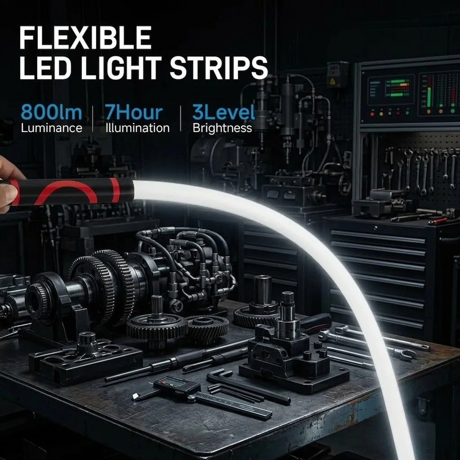 Flexible LED Flashlight Stick,Professional Work Light,Portable Tool for for Mechanics,Car Repairs, Inspections & Tight Spaces