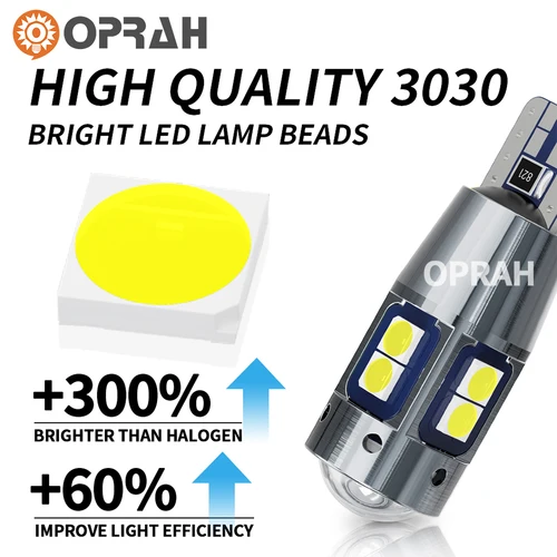 Imagen 2 del producto Bombillas LED T10 W5W superbrillantes, Canbus sin Error 3030 10SMD, luces de cuña automáticas, lámpara de lectura Interior, Blanco 6000K, 2 uds.