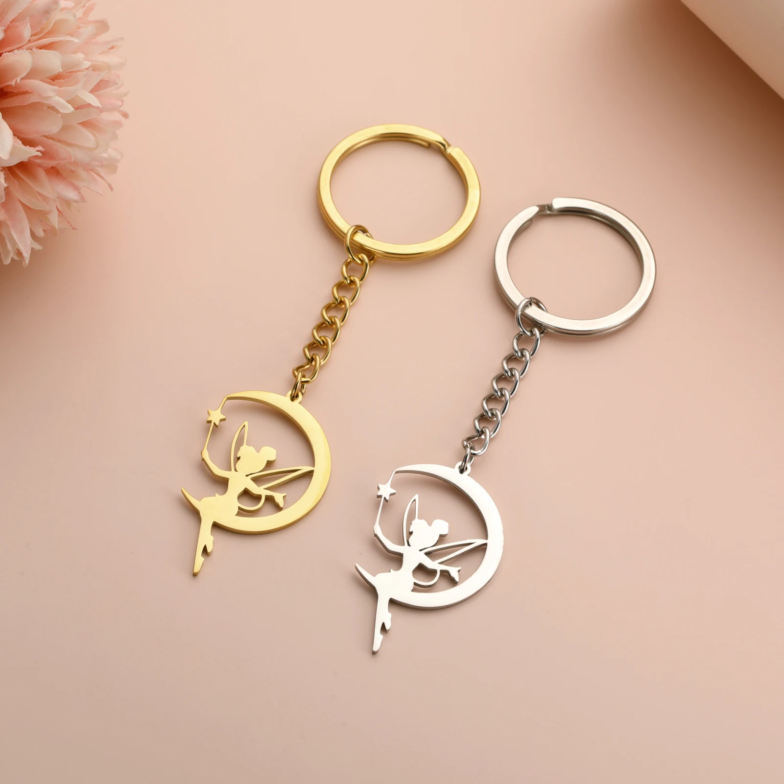 Cazador Feen-Engel Schlüsselanhänger für Frauen und Mädchen aus Edelstahl, Niedlicher Schlüsselanhänger, Schmuck, Geburtstagsgeschenk, Party, Großhandel, 2026 Trend Neu