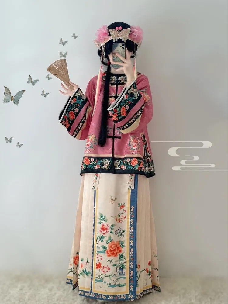 

Женский древний костюм династии Хань с разрезом спереди и круглым вырезом, тяжелая юбка с принтом, платье в стиле ханьфу