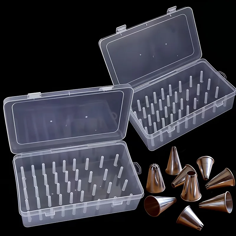 42 Slots Plastic Storage Box Dustproof Pastry Tip Organizer Multifunctional Baking Tool Case for Cake Decor