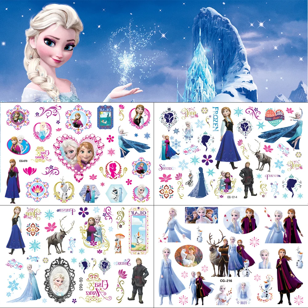 1pcs Movie Frozen Tattoo Stickers Disney Girls Anna Elsa Princess Tattoo Cute Olaf Cartoon Sticker Waterproof Kids Toys Decals