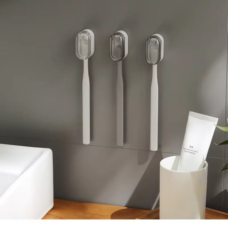 Dust-Proof Toothbrush Holder With Cover Bathroom Wall Hanging Punch-Free Simple Toilet Electric Toothbrush Holder Bathroom