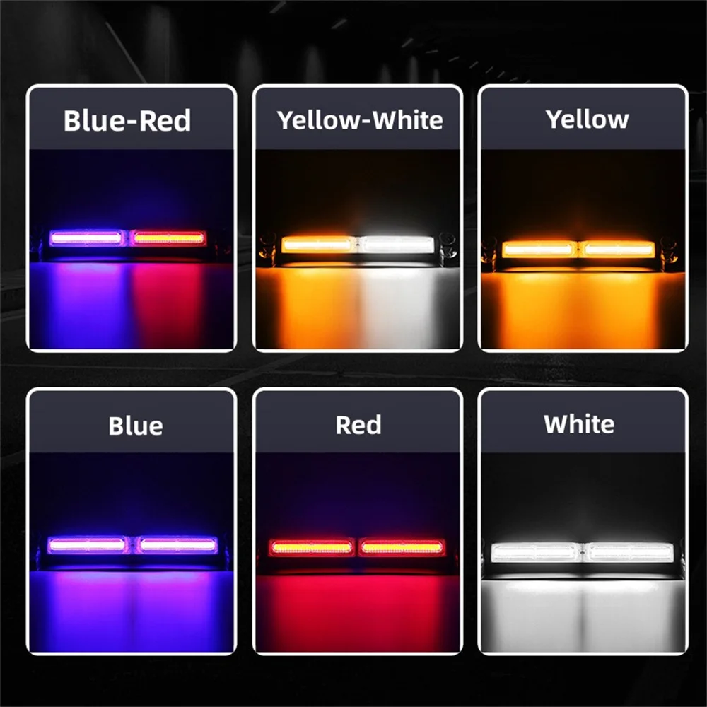 12V/24V COB Car Truck Emergency Flasher Dash Strobe Warning Light LED Day Running Lamp Police Flash Lights 16 Flashing Modes