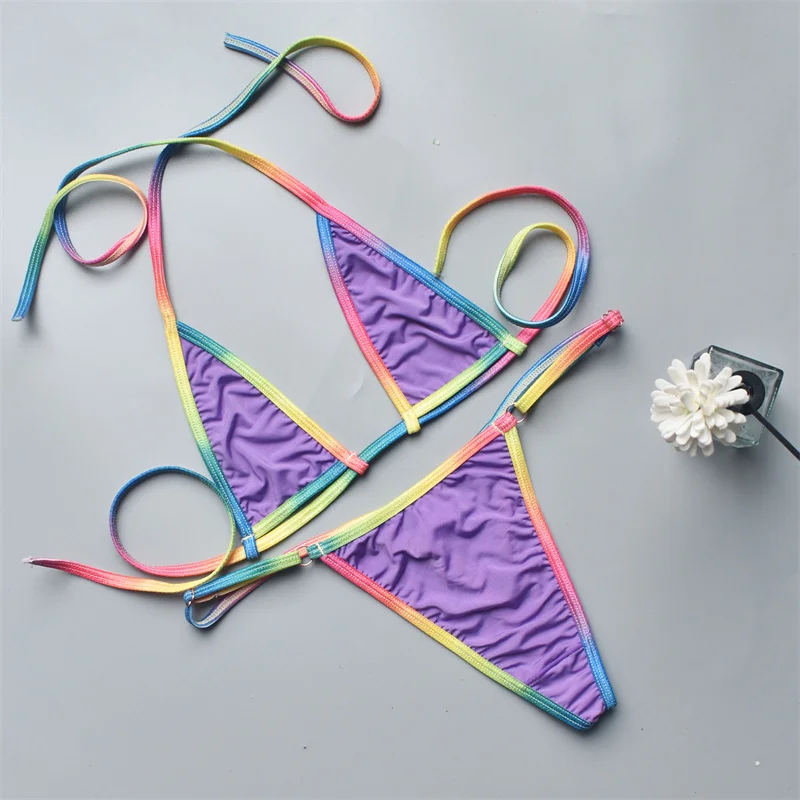 Women's Panties Bikini Set Silky Sexy Ladies Lace Adjustable Sexy Low Waist  Female G-String Thong Female T Back Set