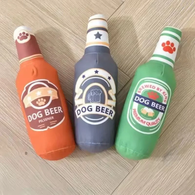 Juguete peluche botella cerveza para perros: morder y limpia dientes - imagen 4