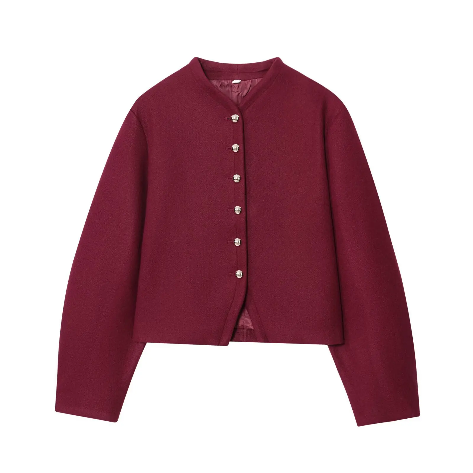 Maxdutti Southern French Minimalist Solid Casual Fashion Single Breasted Decoration Long Sleeved Bomber Jacket Woman Clothes Top