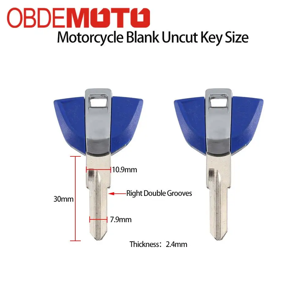 New Blank Motorcycle Uncut Key Blue Length 30mm for BMW Some Motorbike Spare Part Replacement Accessory