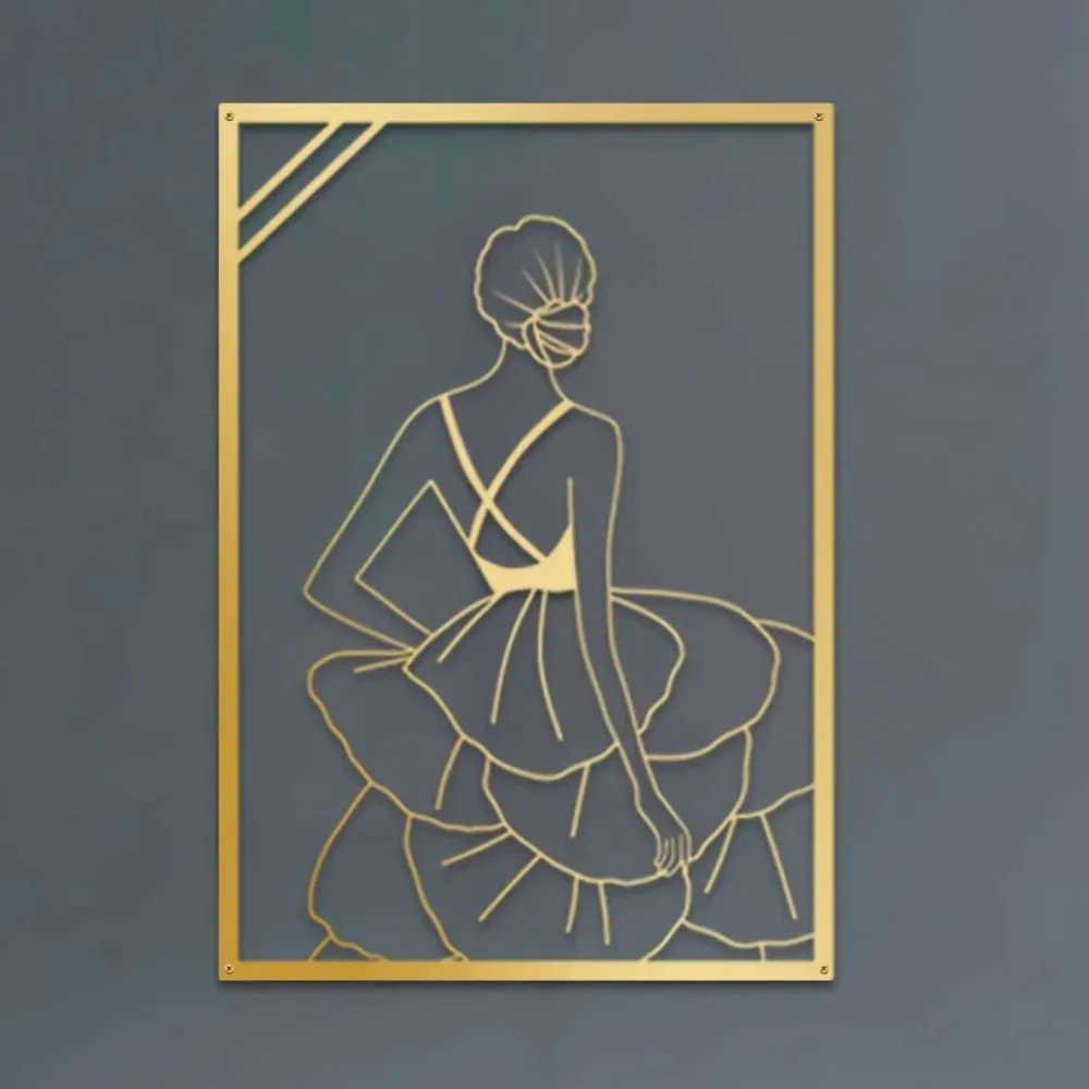 CIFBUY Metal Wall Art Minimalist Lady Sculpture Abstract Line Iron Hanging Decor for Home Bedroom Living Room Rustic Gift