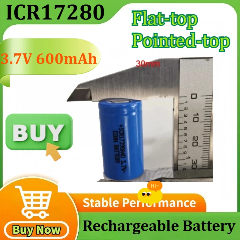 

New ICR17280 3.7V 600mAh High Quality Battery 1pcs/lot ICR17280 600mAh 3.7V Rechargeable Lithium Battery Accessories
