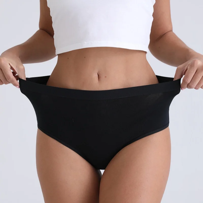 2Pcs/Set Cotton Panties Women Seamless Underwear High Rise Panties Comfort Solid Color Female Underpants Sexy Lingerie M-XXXL