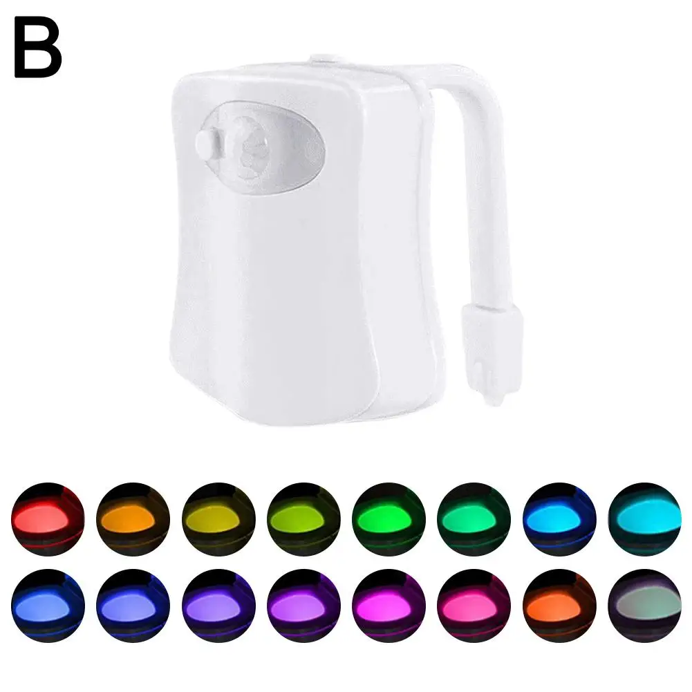 Luz Led nocturna con Sensor de movimiento para inodoro, 8 colores, lámpara de noche para baño, iluminación para cuencos, A3b0