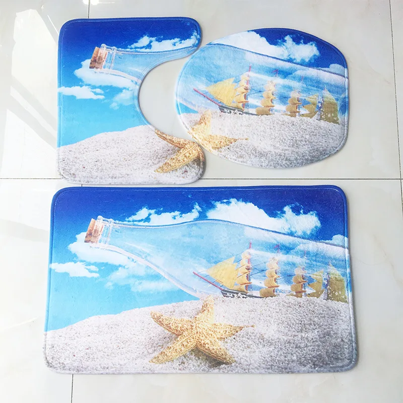 Non-Slip Bathroom Mats, Zebra Pattern Mat, Suede Water Absorbent Floor Rugs, Toilet Cover, Bath Decor Accessories, 3Pcs per Set