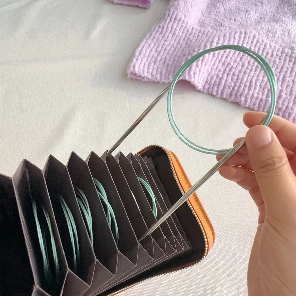 Lotus Yarns Genuine Leather Organ Circular Needle Case, Organized Knitting Needles Bag for Storing Fixed & Interchangeable