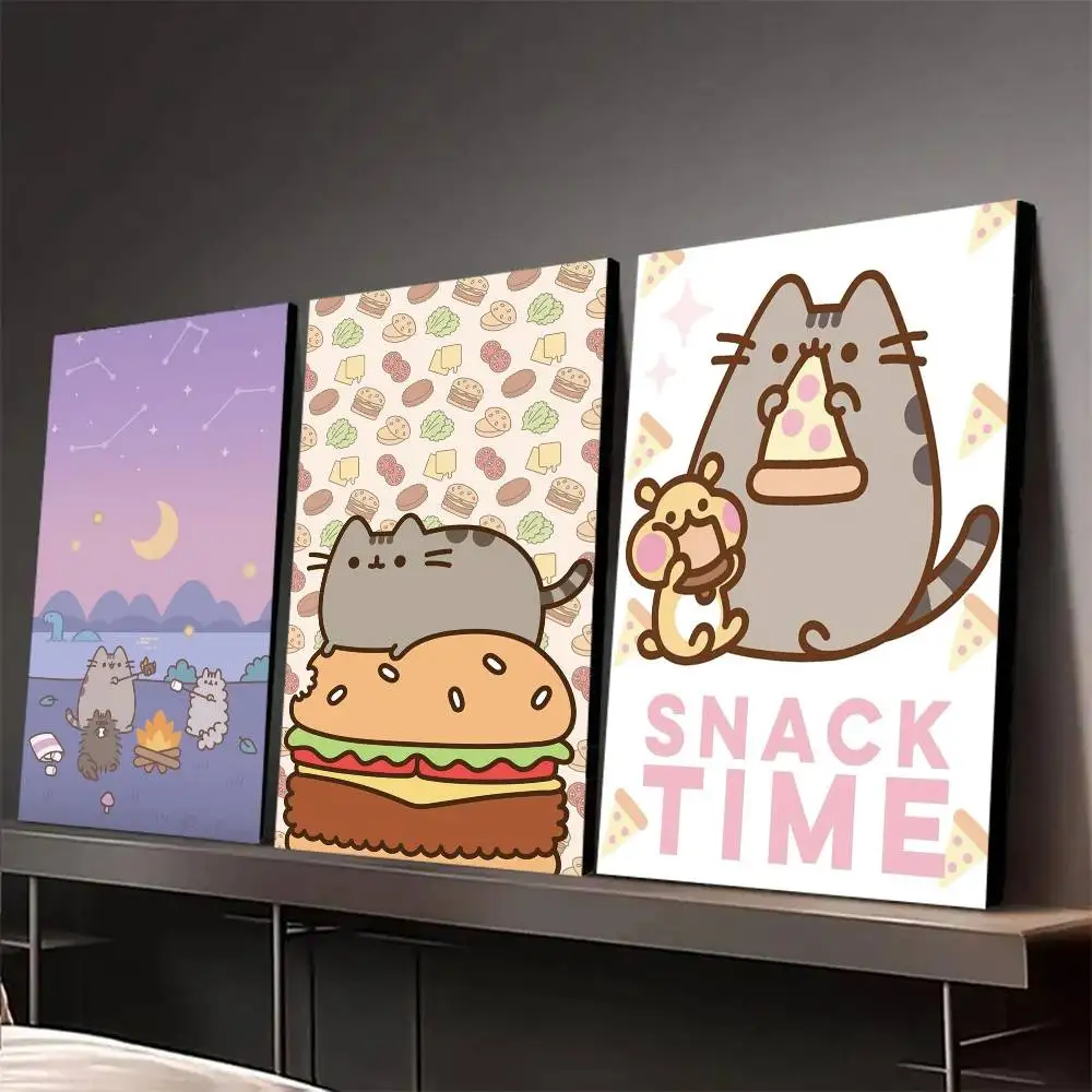 Cute Cat P-Pusheen Girl Styies Poster Gallery Prints Self Adhesive Home Decor Decoration Wall Decals Living Room Sticker S
