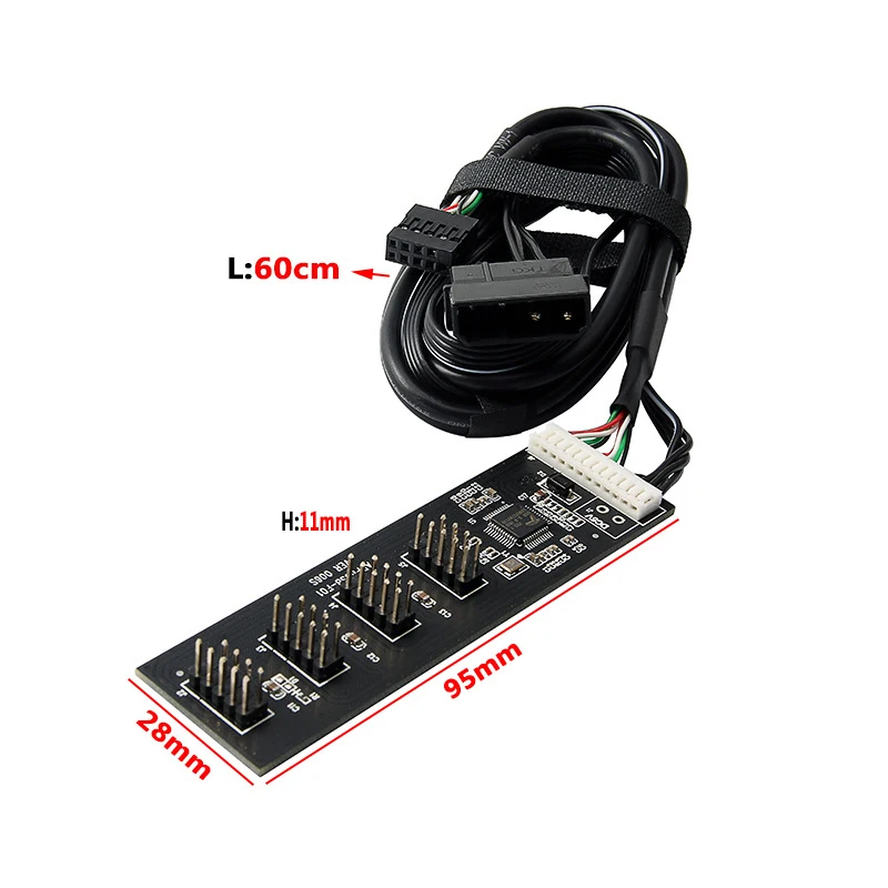 USB 9Pin Header Connector Riser Board 60 cm Verlengkabel 4Pin Voeding 4x 9Pin Splitter Uitbreiding 4 Poort USB2.0 HUB Adapter