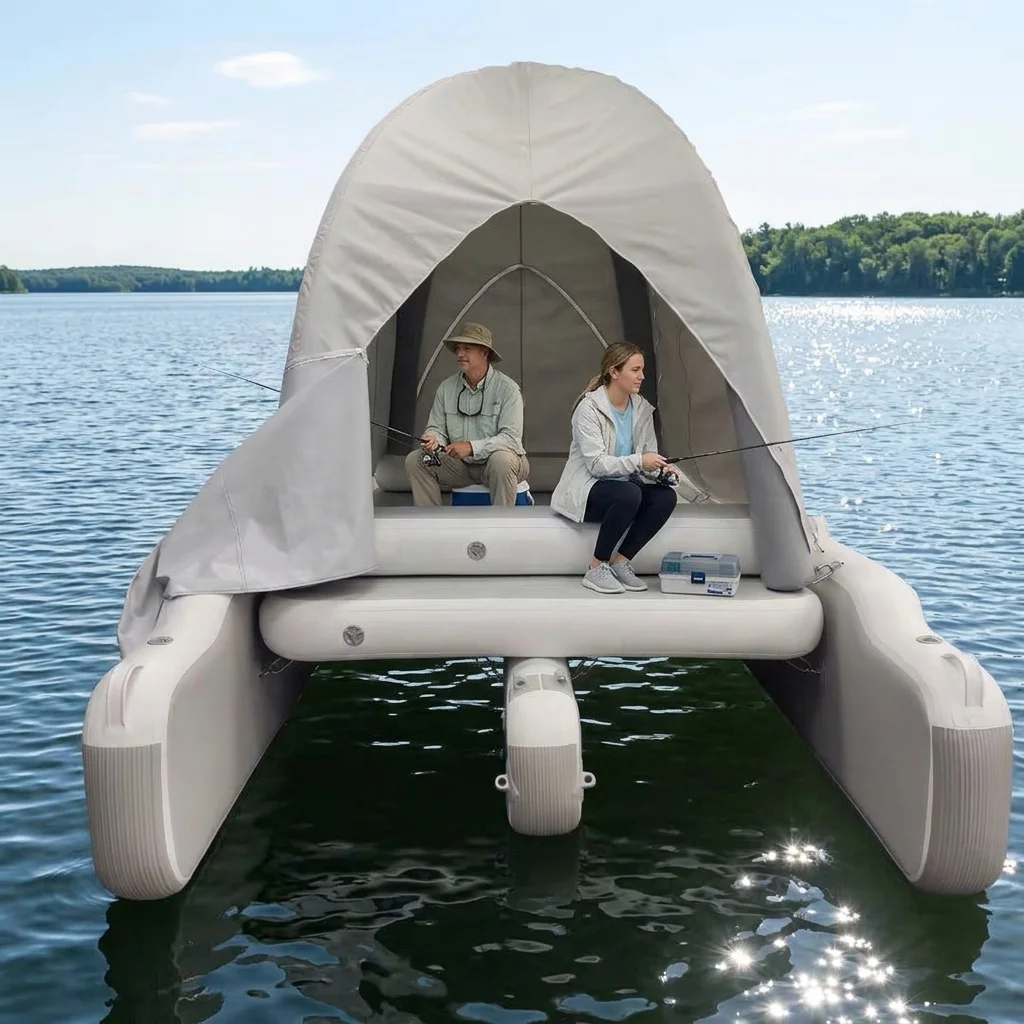 Professional manufacturer Inflatable trimaran Removable three-person folding boat Light inflatable kayak for fishing