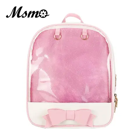 Kawaii Transparent Heart Window Lolita Student School Bag Backpack Candy Color Lovely Ita Bag Sweet Cute Girls Gift