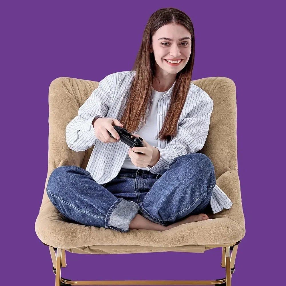 Comfy Saucer Chair for Adults,Soft Faux Fur Folding Lounge Chair Dorm Rooms Flexible Reading Chairs ,Foldable Chairs image 6
